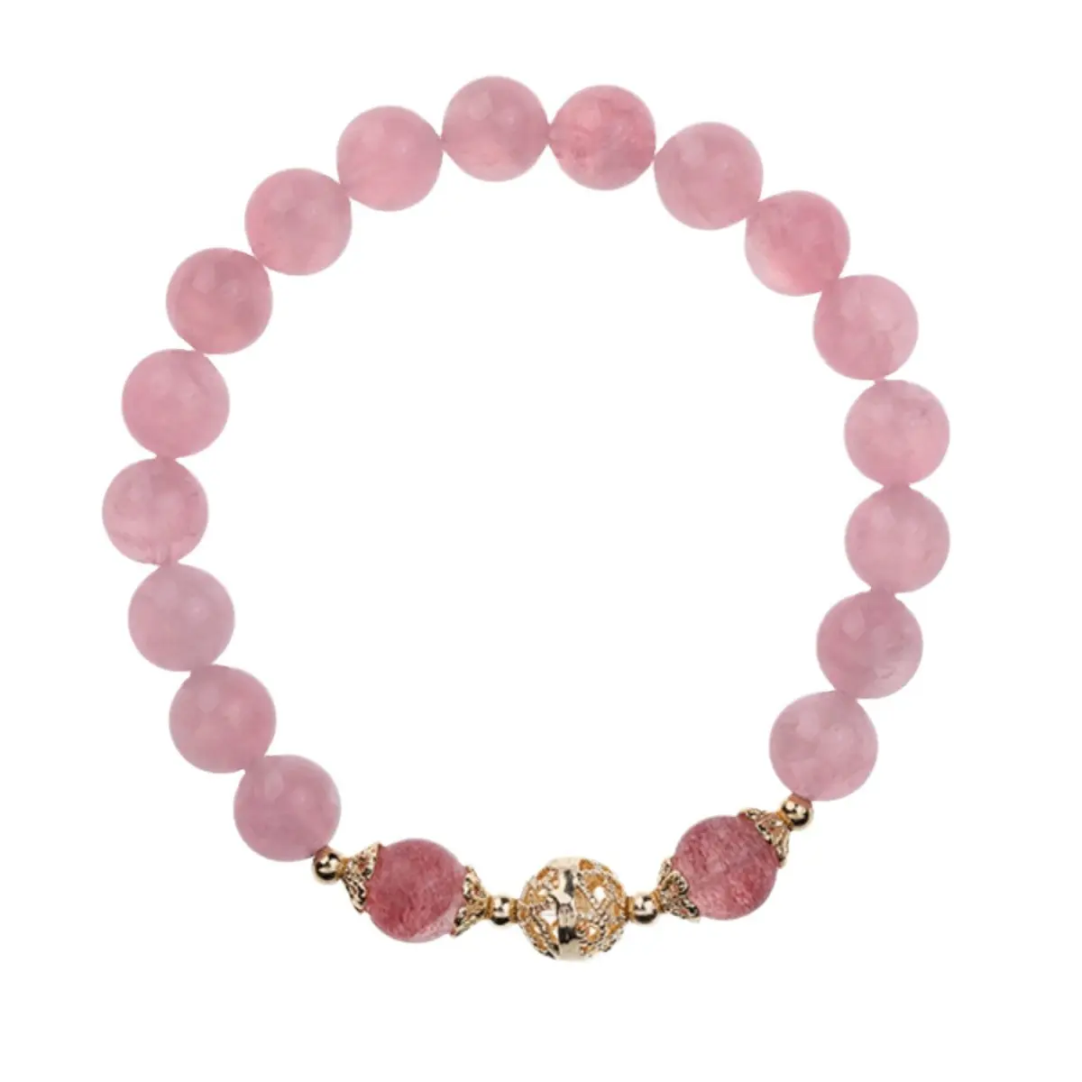 Ladies' quartz pink crystal bracelet, peach blossom transportation jewelry bracelet, 8MM