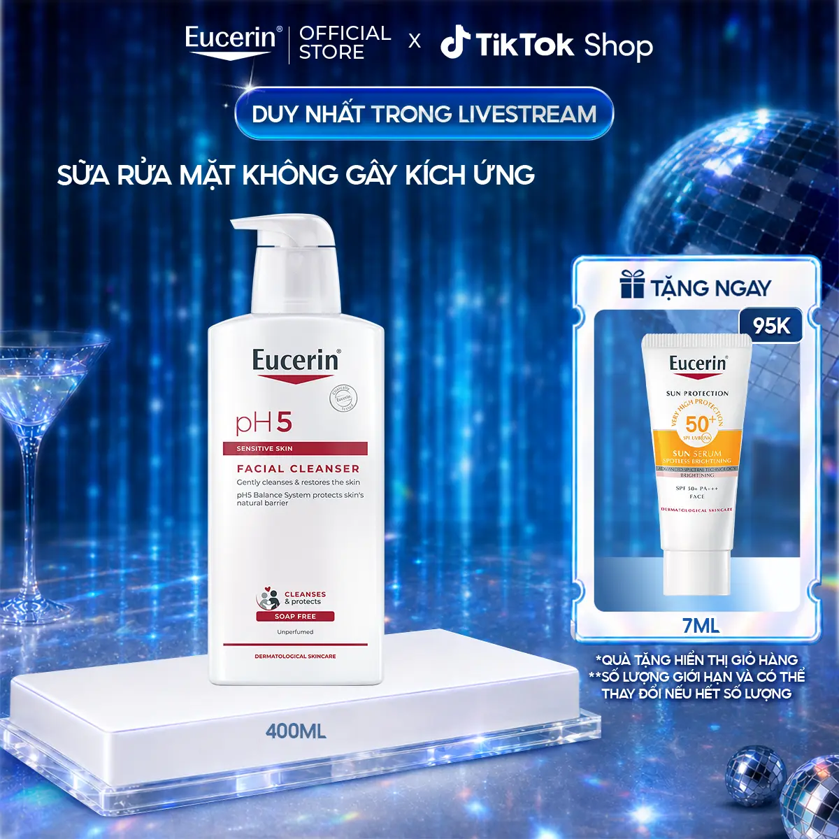 Sữa Rửa Mặt Eucerin Dành Cho Da Nhạy Cảm pH5 Facial Cleanser 400ml