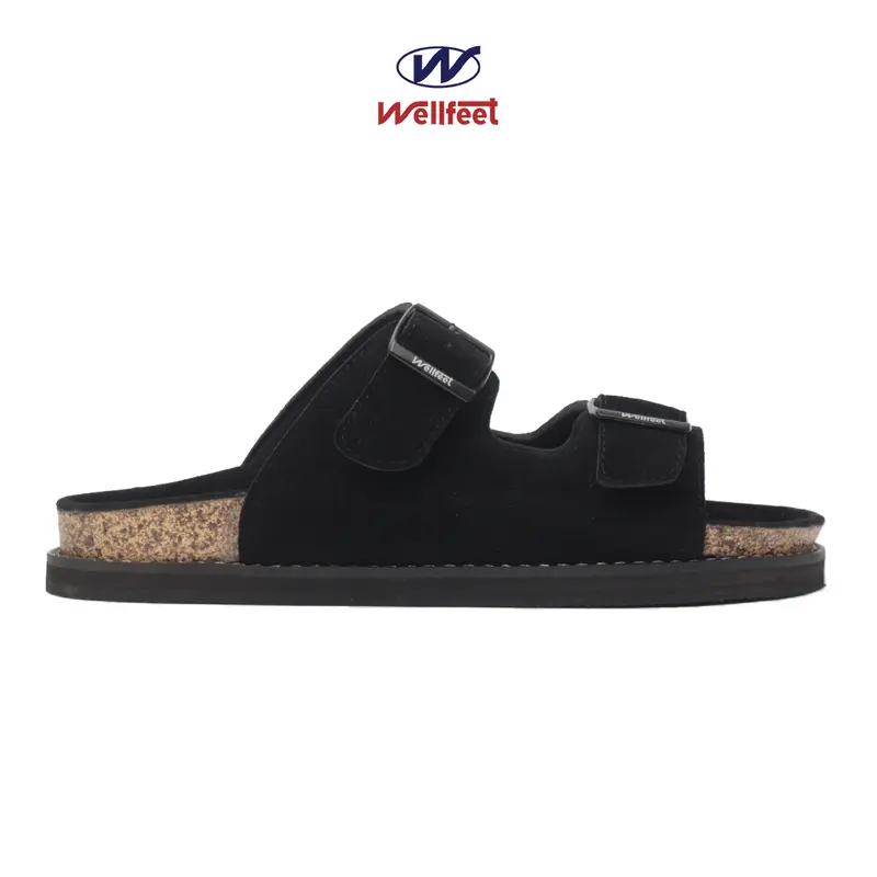 Sandal Casual Santai Slide Pria Slip On Black/Tan -Cozy Suede-MUHSA.CO Kasual 5