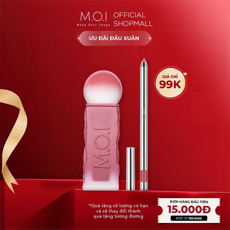  Bộ đôi M.O.I Son tint MOI Cotton Candy - Son Kẹo Nhẹ Như Bông - Matte Lasting Lip Tint và Chì kẻ viền môi Perfect Shape Lip Liner 