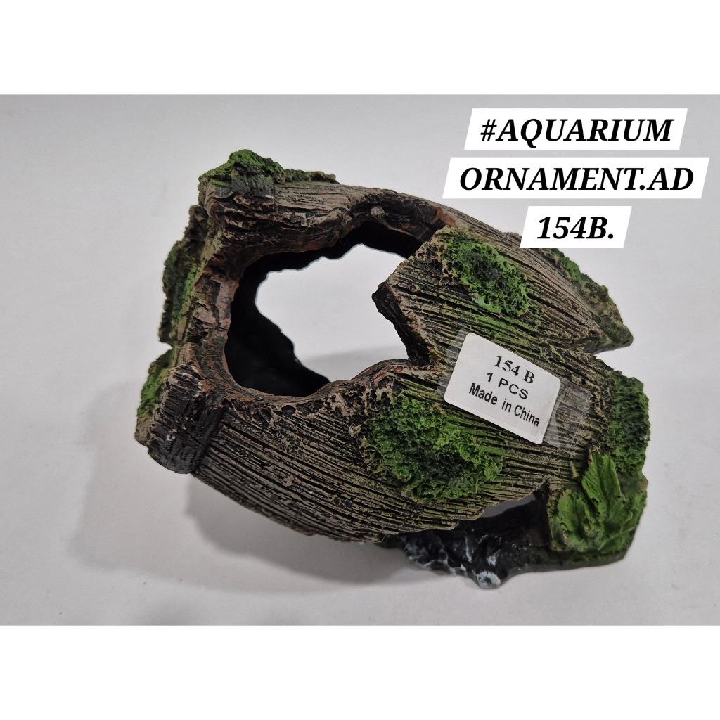 AD154B Barrel Aquarium Ornament Fish Deco Decoration Hiasan Ikan Tank Wooden Bucket Akuarium