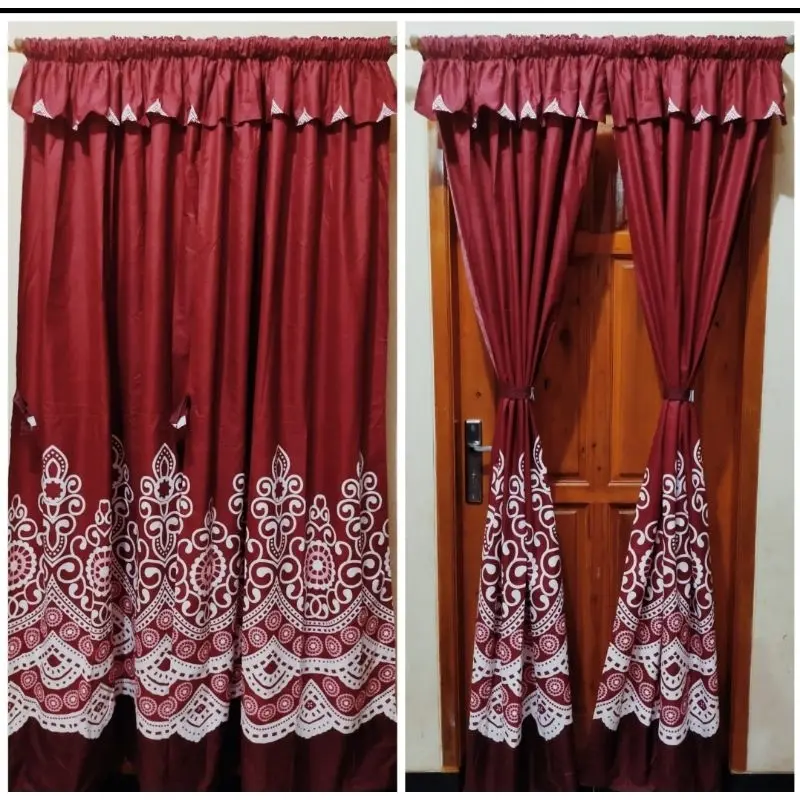 Gorden Serut 1 Layer Variasi Motif - Model Terbaru  Dekorasi pintu Jendela Katun