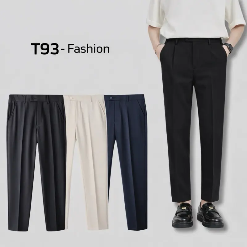 T93-Fashion Quần âu nam vải chéo hàn vải  mềm min co giãn 2 chiều ống đứng