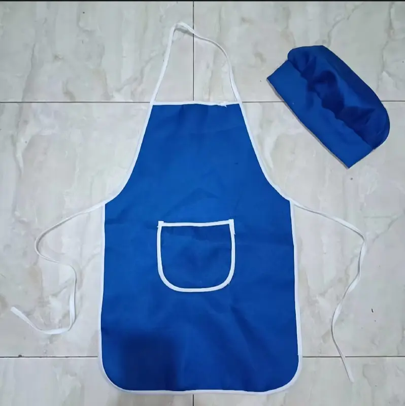 Celmek dan Topi Anak Koki Chef Bordir Nama - Model Terbaru Merah Kuning Hijau Biru 1