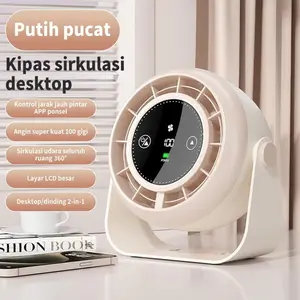 Kipas Meja Kantor Mini USB Terbaru 2026 dengan Sirkulasi Udara, Baterai Isi Ulang 3000mAh, Tahan Lama dan Portabel, Layar Sentuh LED, Dapat Diputar, Mode Senyap, 100 Kecepatan, Sirkulasi Udara 360°