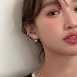 EAR PARTNER-ハート型バックスタッグピアス レディース 個性派 高級感 エレガントなイヤリング リボンピアス (eh-3272)