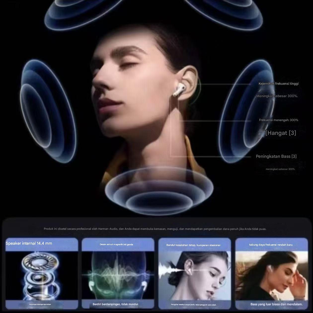 AI TWS Headphone Nirkabel Earphone Bluetooth-kompatibel 5.3 Headset Tahan Air dengan Mikrofon untuk Xiaomi iPhone Earbud