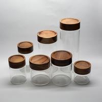 Gambar Trosten Round Glass Canister Glass Food Storage Tank with Wooden Lid Kitchen Jar for Coffee Beans, Snacks, Tea, Candy, Grains Canister Toples Kaca Penyimpanan Makanan kecil besar untuk biji kopi teh bentuk bulet tutup kayu premium - 65*55mm-ROUND-Wood dari Trosten Kab. Tangerang 1 Tokopedia