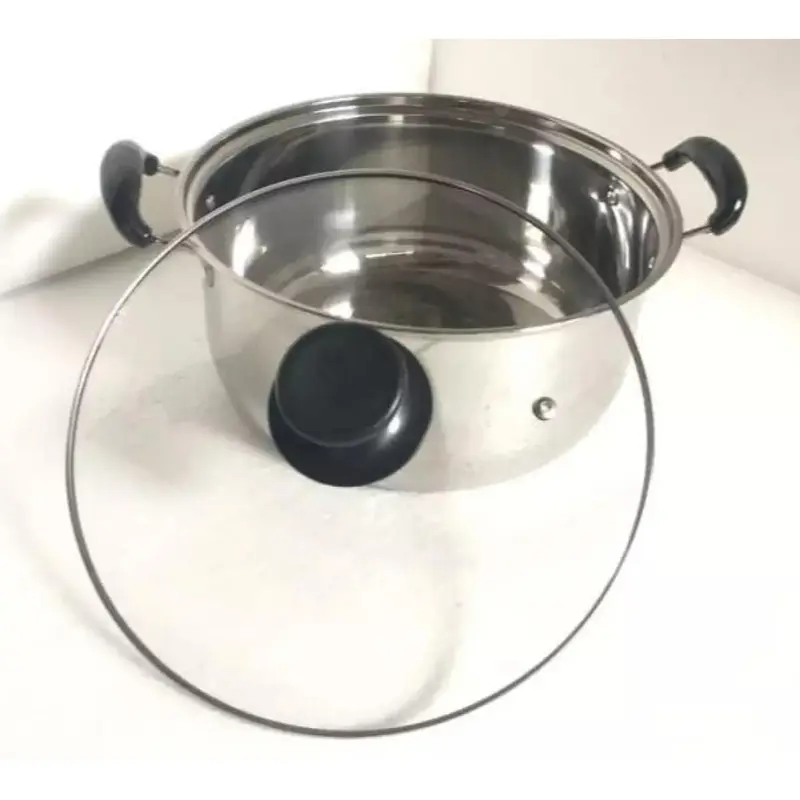 TEXANIA Panci Kuah / Sup Stainless Steel 20 dan 22 cm Dengan Tutup Kaca dan Kuping Anti Panas 4