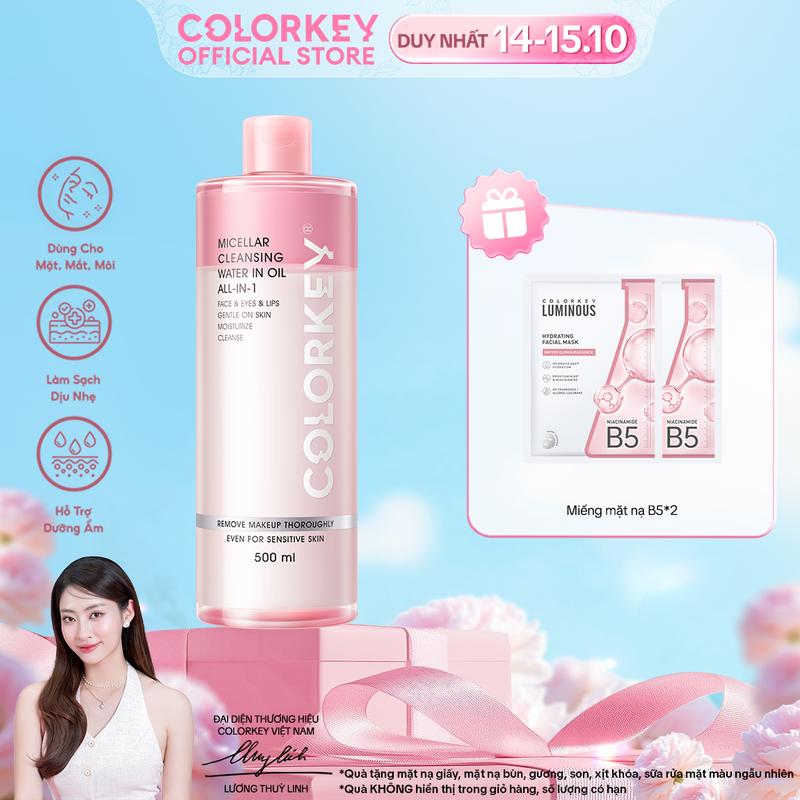 TP - Nước Tẩy Trang COLORKEY Dịu Nhẹ Và Làm Sạch All-in-1 Micellar Cleansing Water In Oil