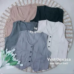 Vest Wanita Dewasa Kekinian Bahan Katun Twill Polos Rompi