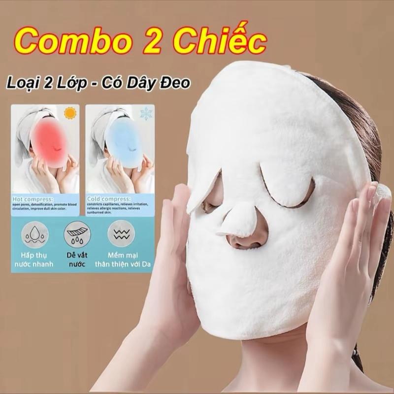 COMBO 2 Khăn Chườm Nóng Mặt 2 Lớp Dày Dặn SPA Dưỡng Ẩm Trẻ Hóa Chăm Sóc Da Khăn Bổng Đắp Mặt Ủ Ấm Xông Hơi Thư Giãn, Chăm Sóc Da (LA4)