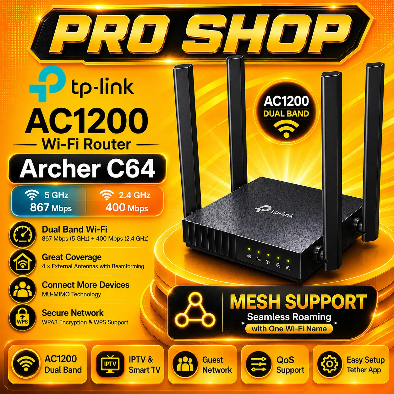 TP-LINK Archer C54 AC1200 Dual Band WiFi C64 Mini UPS Garansi Resmi