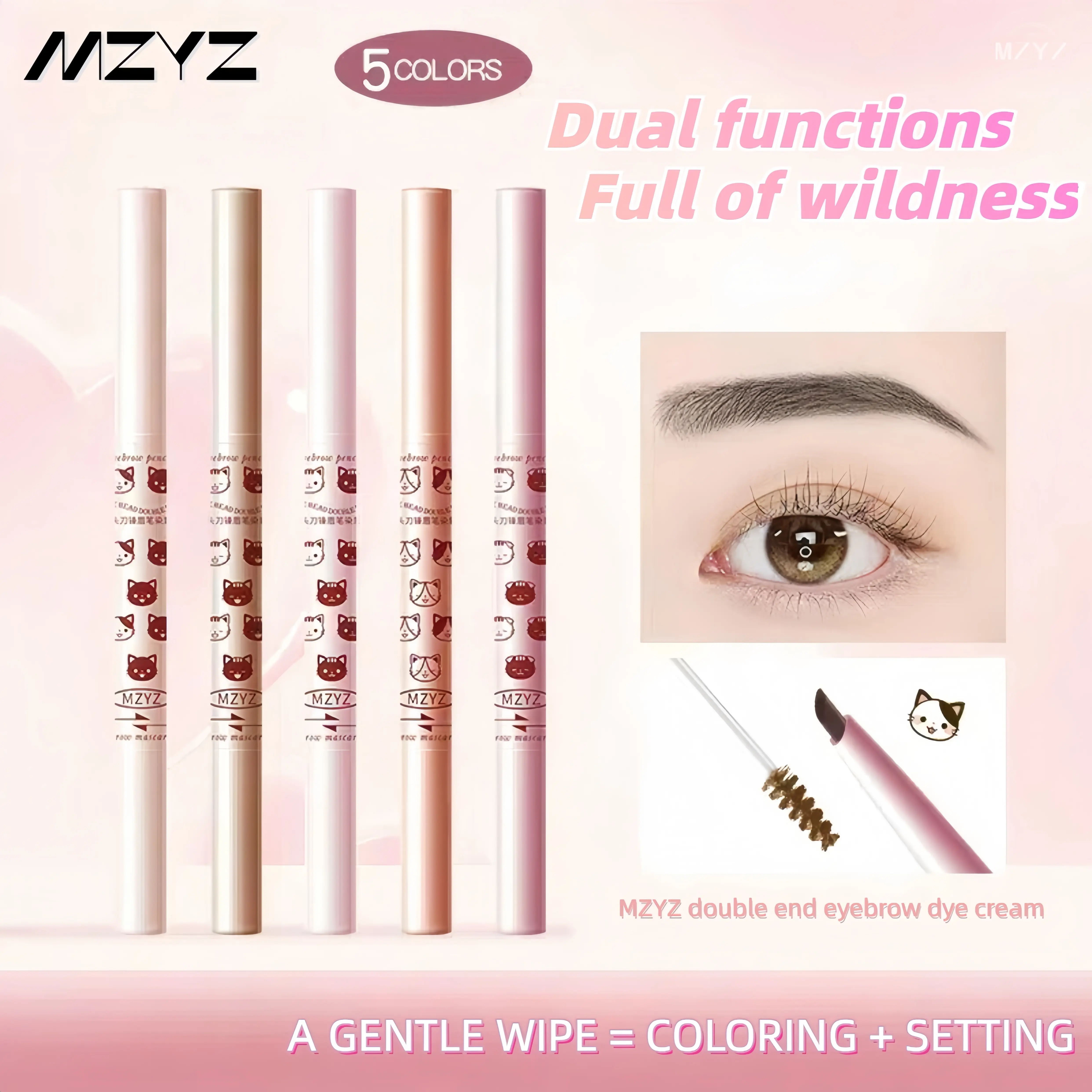 MZYZ Eyebrow Pencil Double-Head Blade Eyebrow Dyeing Cream Makeup Cosmetic