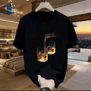 Kaos Hitam Viral Desain Unik Full Print Kartun Pria Jas Bawa Uang Teks Berwarna Berlapis Gaya Kocak dan Unik untuk Tampil Menarik