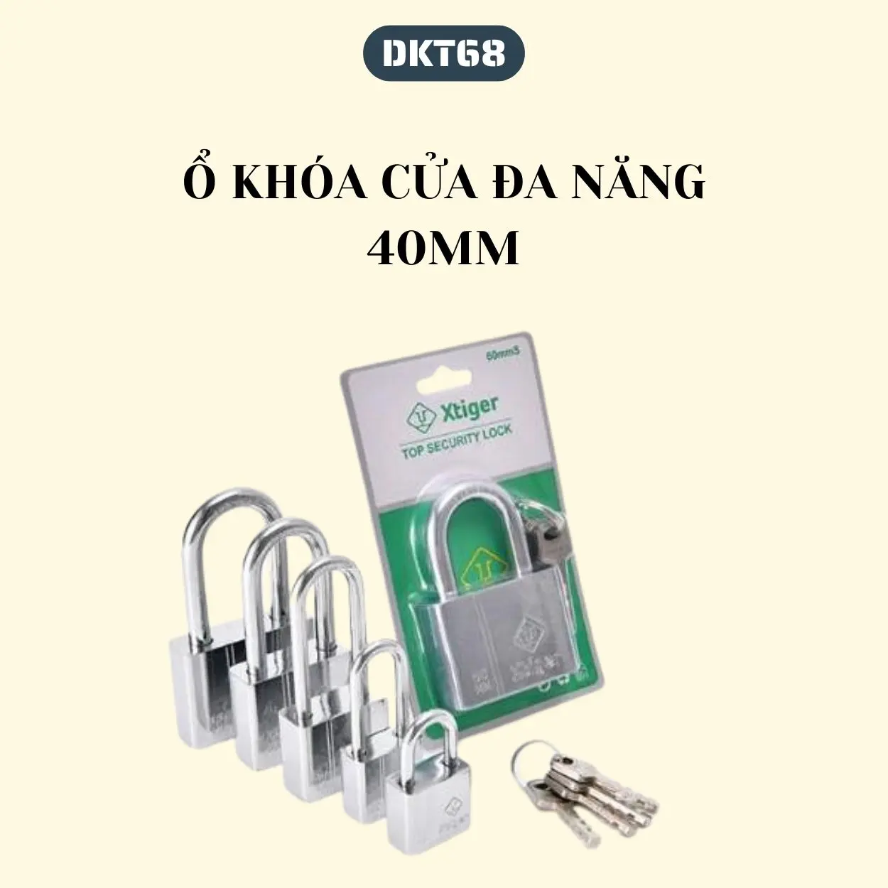 Ổ khóa cửa XTIGER đa năng thép không gỉ kích thước 40mm có độ cứng cao bền bỉ kèm chìa