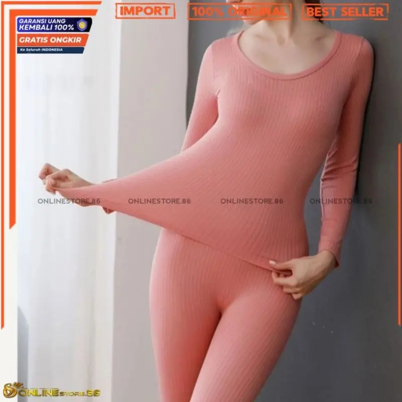 PROMO!!! Long John Wanita Pakaian dalam Winter thermal musim dingin LongJhon Cewe Setelan baju tidur Hangat