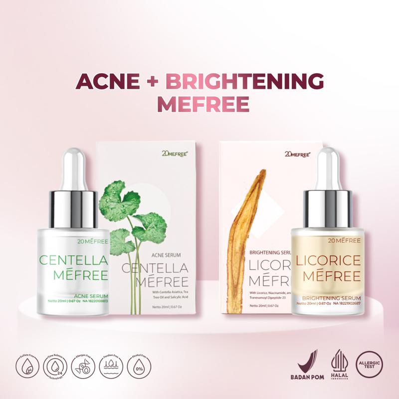 Glow & Clear Layering -  Licorice Mefree +  Centella Mefree (Brightening Serum +  Acne Serum) - Mencerahkan sekaligus mengurangi jerawat, minyak berlebih, komedo dan chicken skin 2