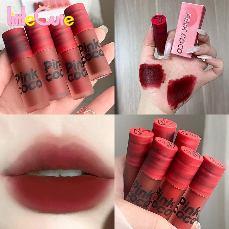 Son Kem Lì Màu Hoàng Hôn PINKCOCO Bùn Môi Hoa Hồng Khô Độ Saturasi Thấp Bùn Môi Lì Thích Hợp Cho Học Sinh Son Bóng