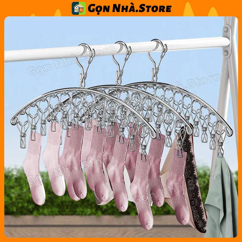 Giàn phơi kẹp inox hình cong không gỉ xoay 360 độ chống gió đa năng nhiều kẹp…