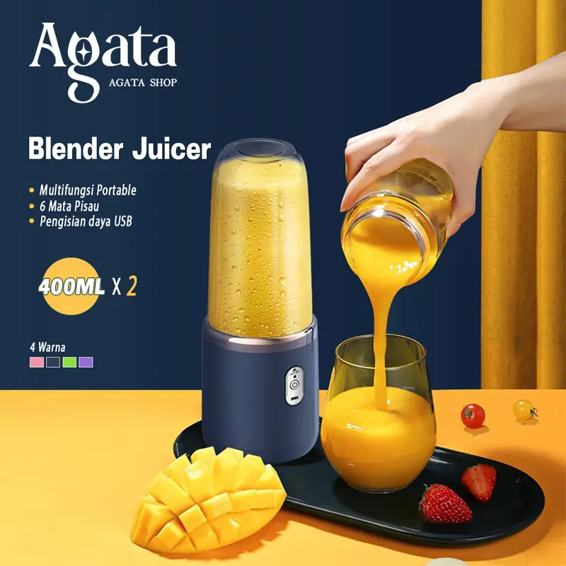 Blender Portable Mini Juicer 400ML + 400ML Juicer Cup Blender Jus USB Electric HP-22 0