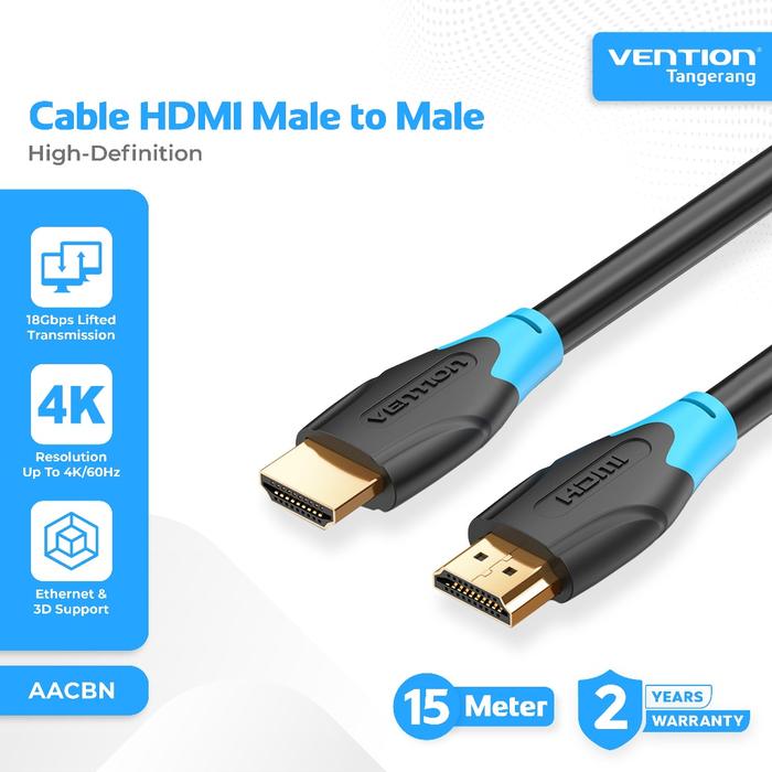 Gambar VENTION AACBN Kabel HDMI PVC 2.0 4K Ultra HD High Speed Quality 3D Support 15M 15 Meter Cable High Definition Multimedia Interface dari ghanya Kab. Tangerang Tokopedia