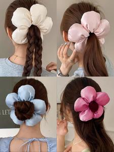 4 piezas de scrunchies de flores grandes, elásticos anchos y gruesos, scrunchie de encaje princesa