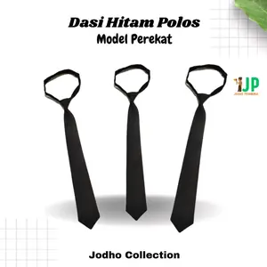 Dasi Hitam Polos Panjang Model Perekat