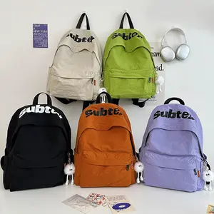 Tas Ransel Unisex Gaya Korea Jepang Tas Sekolah Wanita Pria Tahan Air Kulit Tahan Lama Muat Laptop 14 Inch Besar Kapasitas Warna Beragam Praktis Lazim Dipadukan Siswa SMA Mahasiswa