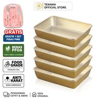 Gambar ⟪ ISCHAINDYOFCI ⟫ TEXANIA BELI 2pcs Free 3pcs Food Box GOLD Stainless Steel - Bisa di Microwave / Oven - Bisa di kulkas FREE 1 SET PISAU PINK - Foodbox GOLD isi 5 - Set pisau isi 4, PO dari Texania house ware store Kab. Tangerang 1 Tokopedia