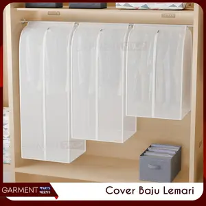 Cover Baju Gantung Resleting PEVA Pelindung Pakaian Jas Anti Debu Waterproof Muat Banyak