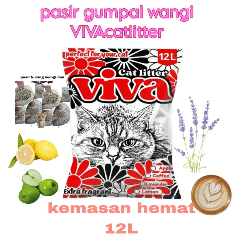 PASIR KUCING GUMPAL WANGI VIVA 12 LITER PREMIUM pasir gumpal 0