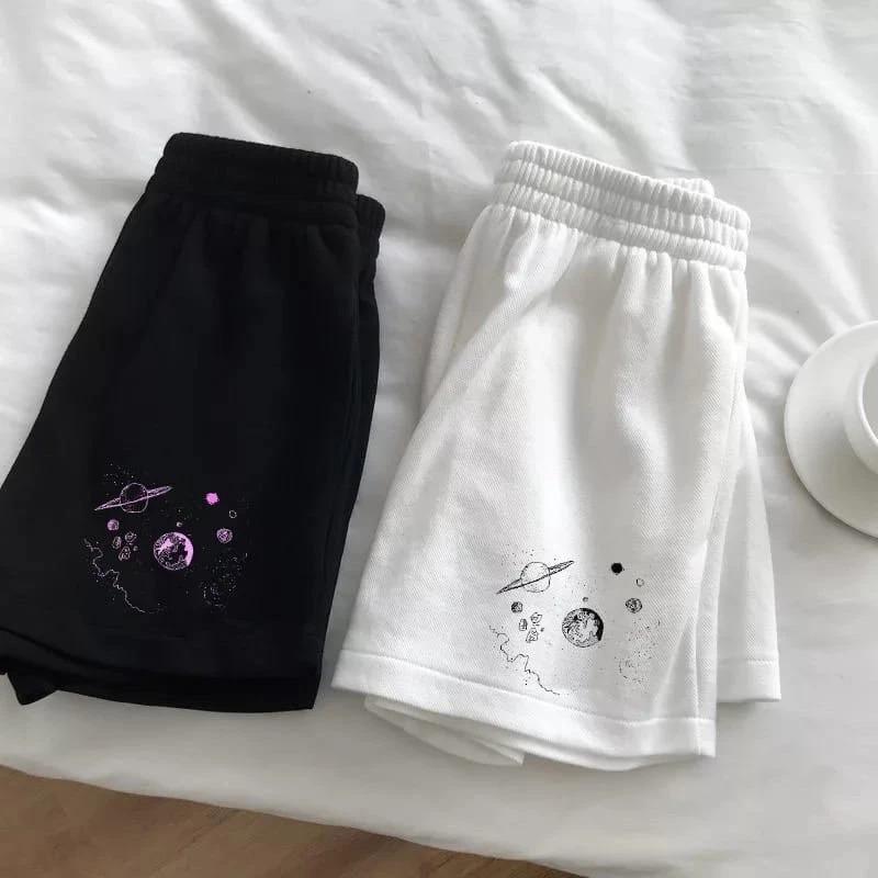 hotpant wanita motif planet celana santai wanita Shorts 0