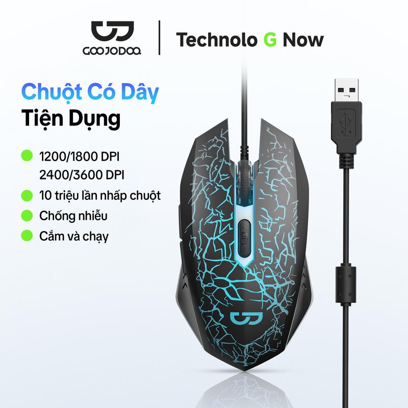 Chuột có dây tiện dụng, 1200/1800DPI, 2400/3600 DPI, chống nhiễu, chuyển đổi nhanh IPS, khả năng tương thích rộng