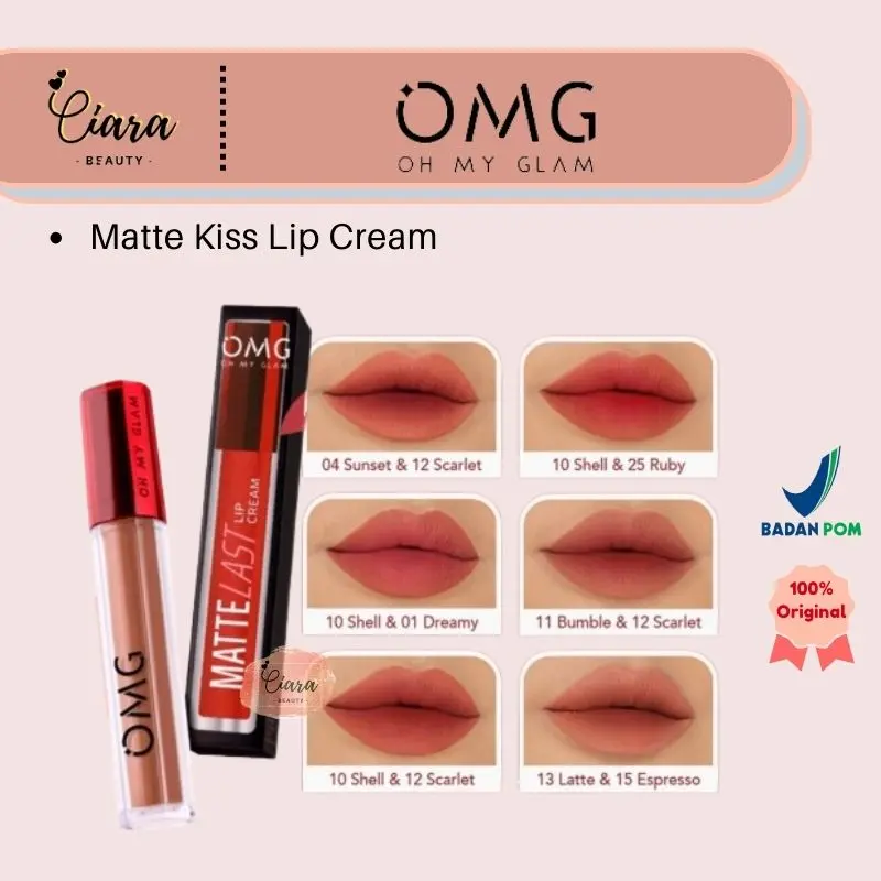 OMG OH MY GLAM Matte Kiss Lip Cream Bibir Creamy