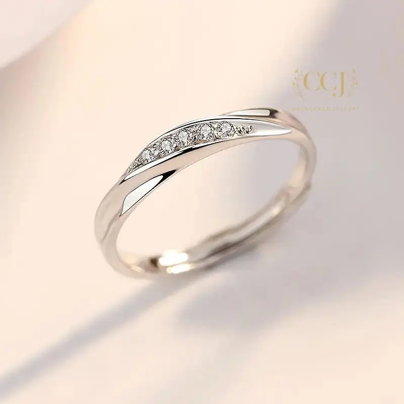 Cincin Silver Wanita Adjustable S06-F | Pasangan | Nikah | Lamaran | Hadiah | Tunangan |  Aksesoris Wanita Kado Ulang Tahun Gift 925 Perak