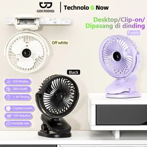 Goojodoq 5000mAh Kipas Angin USB Clip Mini Fan Rotating Kipas Angin Meja Mini Jepit Portable LED Display Portable Fan Aromaterapi kipas mini