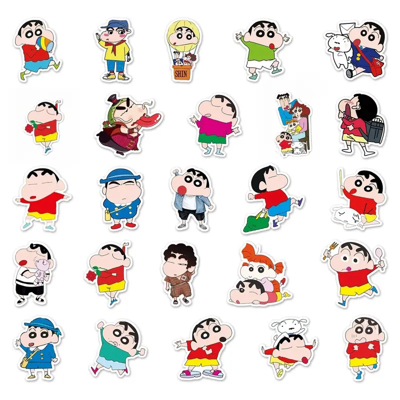 Hình dán Shin Chan hoạt hình Vui Nhộn 10 / 52 miếng, Không thấm nước, Thích hợp cho máy tính xách tay, điện thoại và mũ bảo hiểm, Hình dán sáng tạo, cho trẻ em tự làm 3