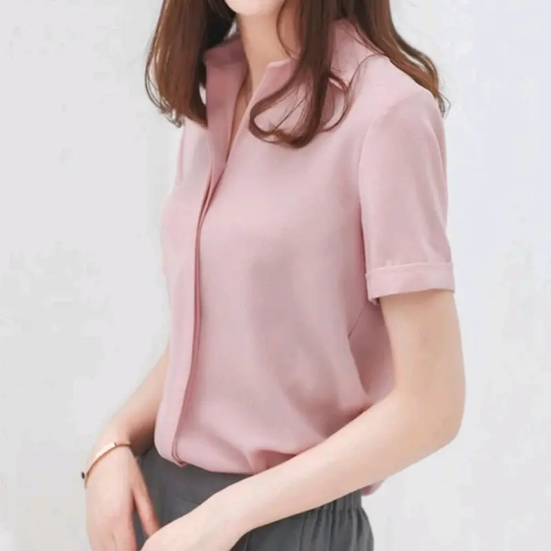 Kemeja atasan crop top wanita lengan pendek 0