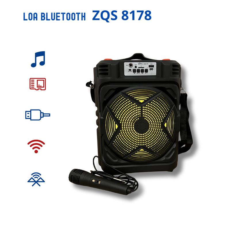 Loa Bluetooth Karaoke ZQS-8178, Loa Bass 8 Inch Siêu Trầm, Kèm Micro Có Dây, Hát Karaoke – Nghe Nhạc Ngoài Trời