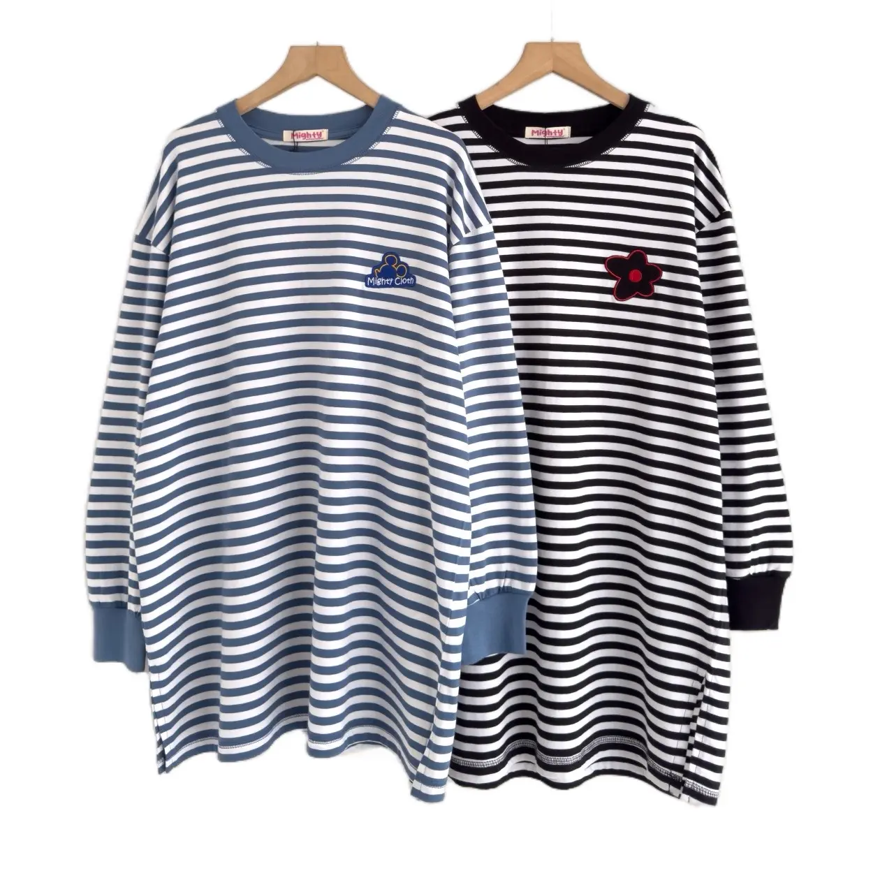 Mighty Atasan Wanita Oversize Basic Long Sleeve  Stripes