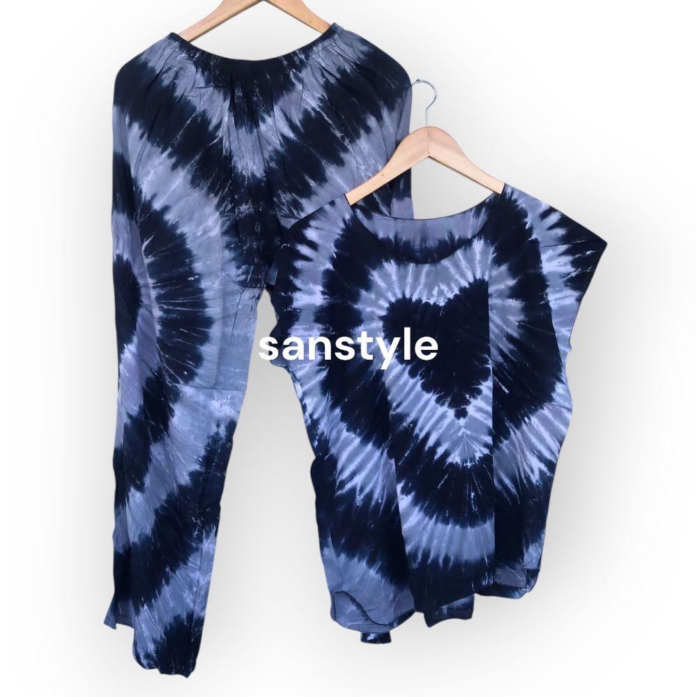 SANSTYLE One Set Celana Panjang Bahan Rayon Adem Cocok digunakan Bersantai di Rumah