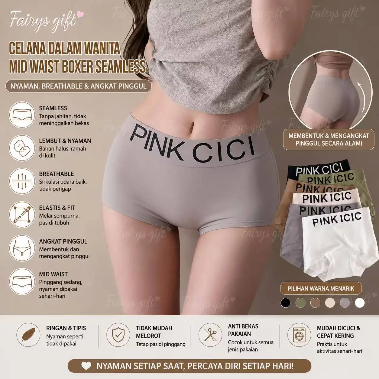 Celana Dalam Wanita Boxer Seamless Sport
