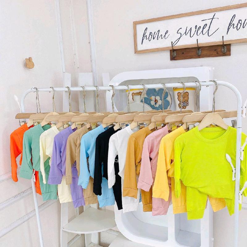 Bộ Thun Lạnh Dài Tay Trẻ Em Màu Basic cho bé trai và bé gái từ 5-16kg