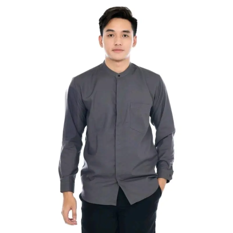 Kemeja Koko Lengan Panjang Polos Katun Toyobo S-XXL Muslim Baju Pria Dewasa - Model Standar, Bahan Impor Terbaik - Hitam/Navy/Putih