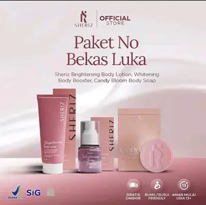 Sheriz Brightening 3 Pack Bundling Lotion Booster & Sabun Body Mencerahkan Melembapkan dengan Niacinamide dan UV Protection - Mandi