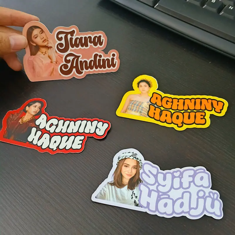Stiker Wajah  custom viral tiktok dan Tulisan Nama Custom  Label - Bahan Anti Air ️️- bisa ditempel dimana aja lebel puffy  stickers kertas  label  aksesoris label  nama  buku sticker 3