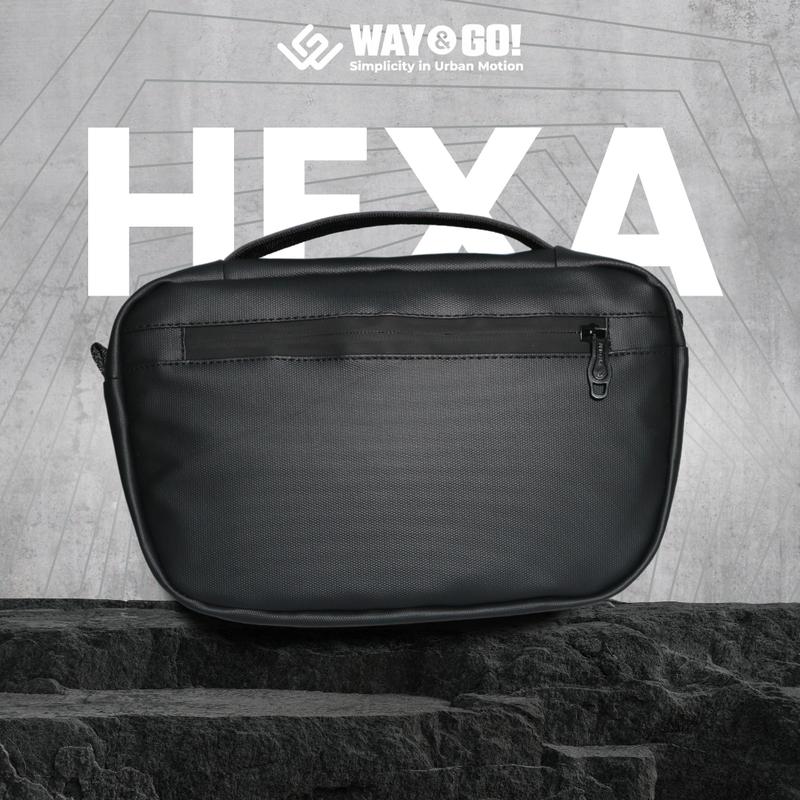 Way&Go! Hexa Tas Selempang Hand Bag Tas Tangan Waterproof Tahan Air Premium Awet Hitam Slingbag Pria 3