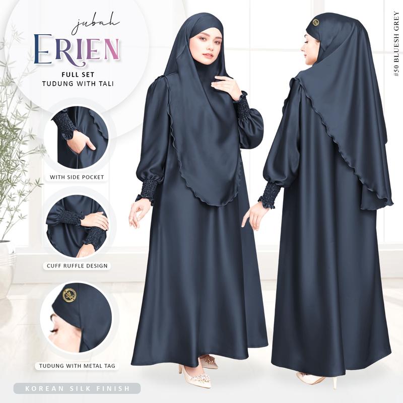 Product Introduction of JUBAH ERIEN NEW ARRIVAL | FULL SET | TUDUNG WITH TAIL | KOREAN SILK FINISH 15