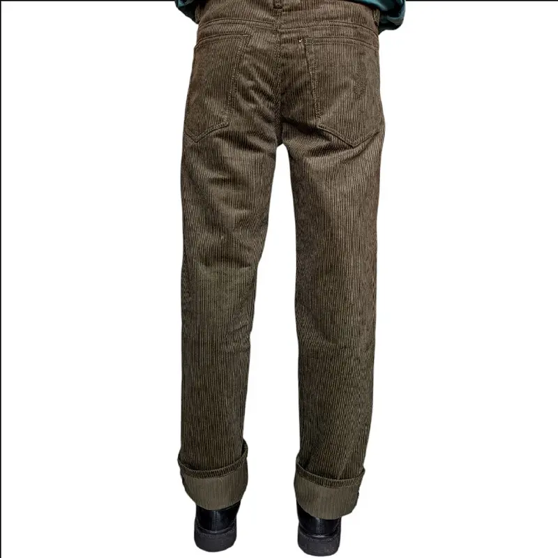 CELANA CORDUROY PANJANG STRECH REGULAR DARK GREY & ARMY [ Motif Selvedge ] 2
